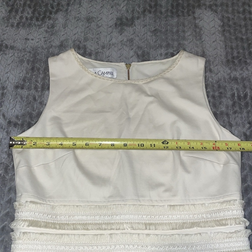 Sara Campbell Sleeveless‎ Dress.  Lined.  Fringe waist.  Size Medium. - Picture 5 of 12